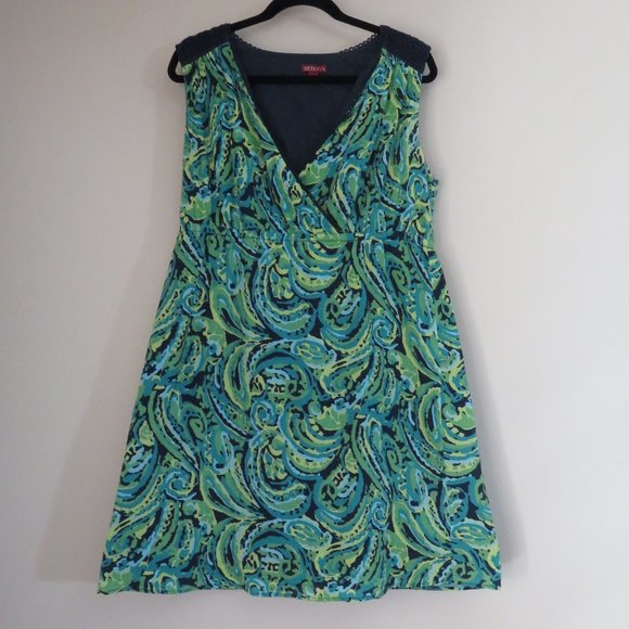 Merona Sleeveless Casual Dress | Green Paisley - Picture 1 of 10